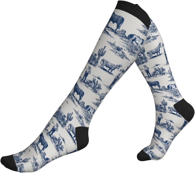 thmnj Compression Socks Knee High Support Socks for Women Men Circulation Stockings for Athletic Running Cycling Flying - Image 5